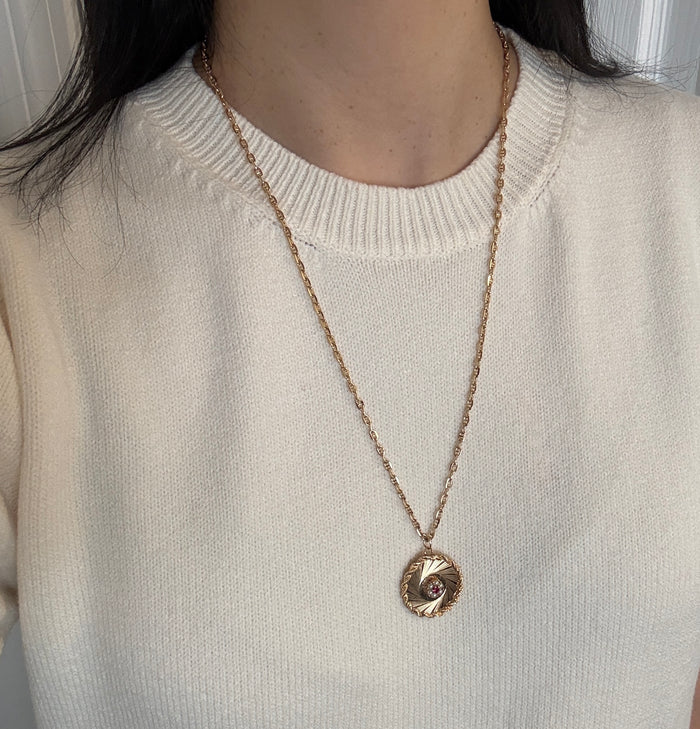 Vintage 14K Gold Mariner Link Chain, 25" Long