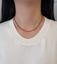 Synthetic Ruby Tennis Necklace in 14K Gold, 16.25" Long