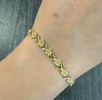 Flower Link Bracelet in 14K Gold, 7.25" Long
