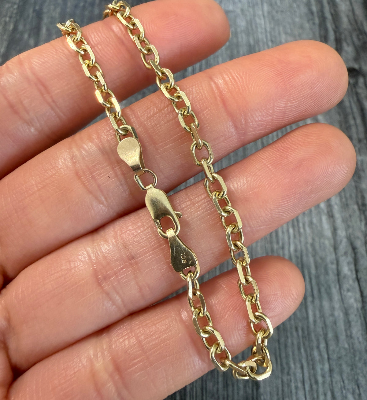 Vintage 14K Gold Biker Link Bracelet, 7.75" Long