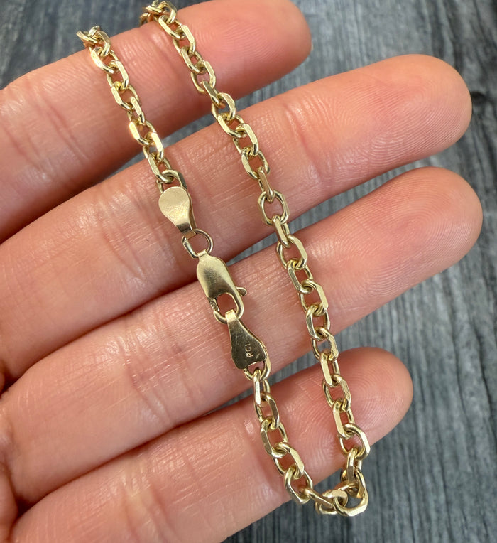 Vintage 14K Gold Biker Link Bracelet, 7.75" Long