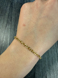 Vintage 14K Gold Biker Link Bracelet, 7.75" Long