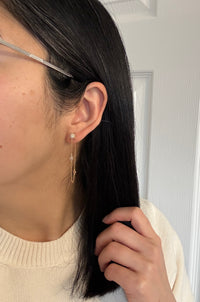 Diamond Starburst and Dangling Chain Earrings in 14K Gold