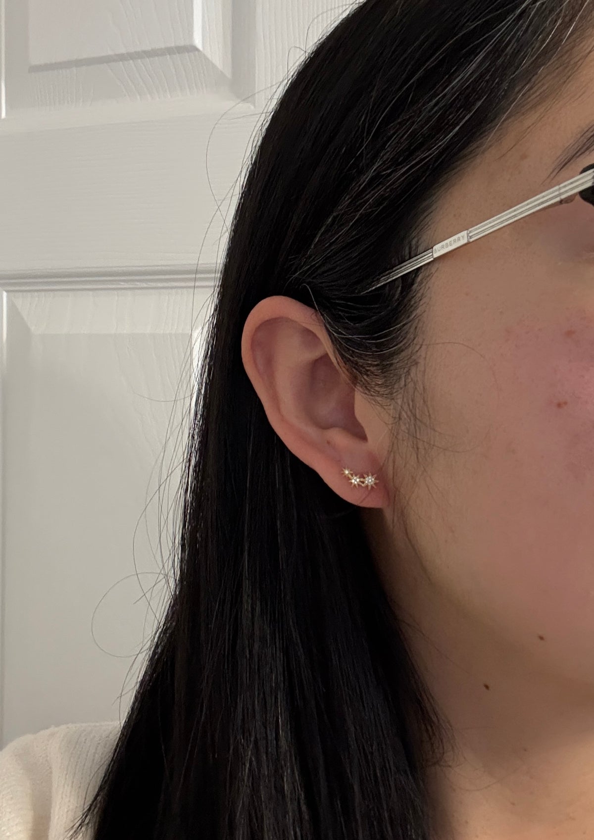 Diamond Star Climber Stud Earrings in 14K Gold