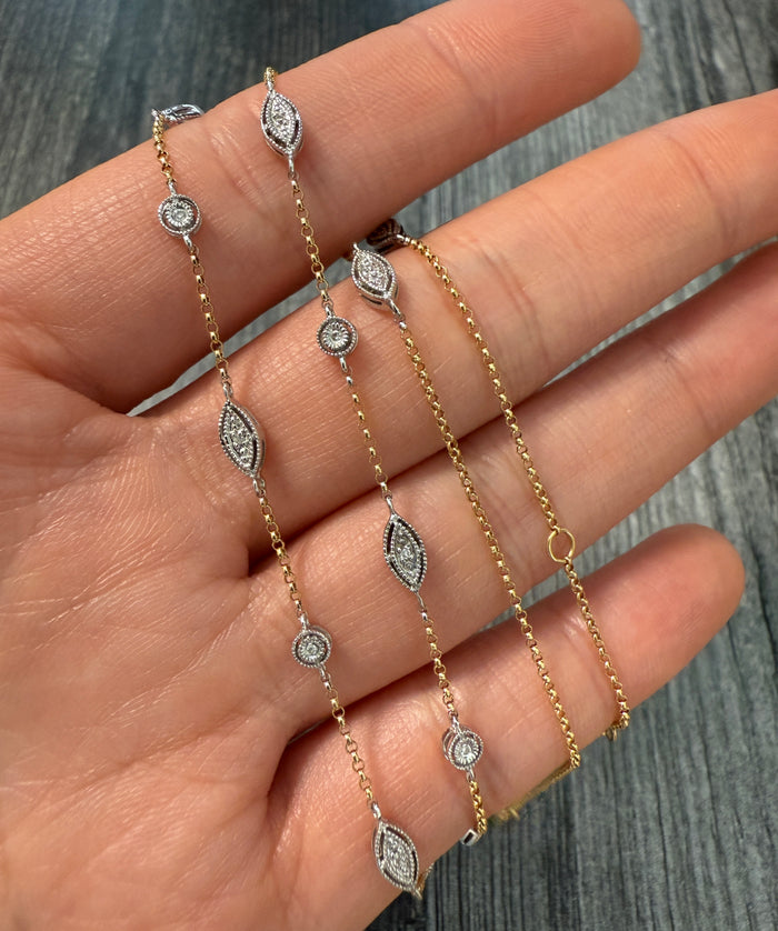 Diamond Station and 14K Gold Chain