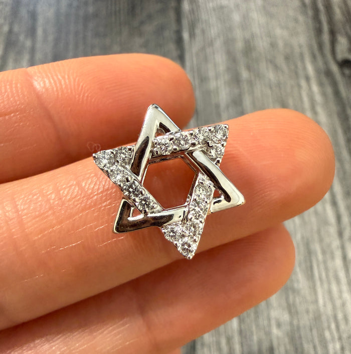 Diamond Star Of David Charm in 14K White Gold