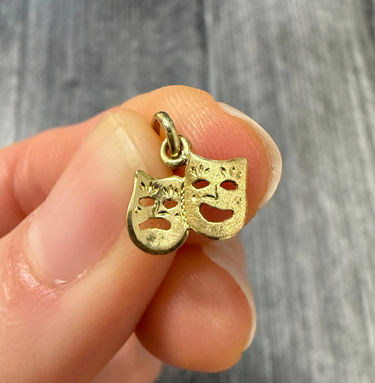 Vintage Mini 14K Gold Comedy Tragedy Theater Mask Charm