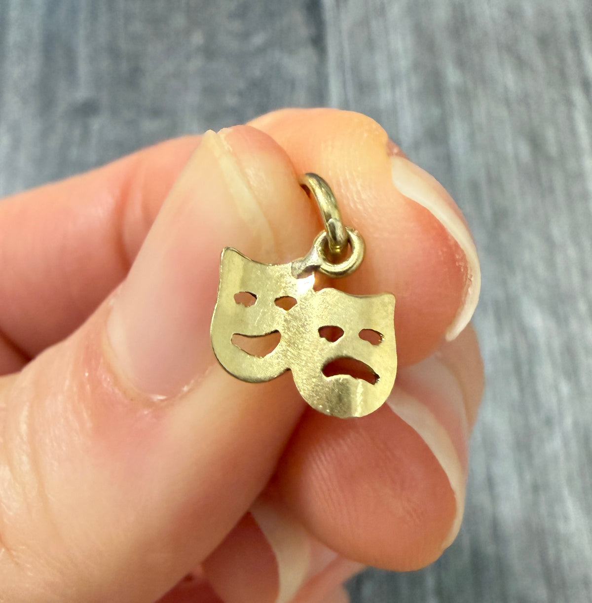Vintage Mini 14K Gold Comedy Tragedy Theater Mask Charm