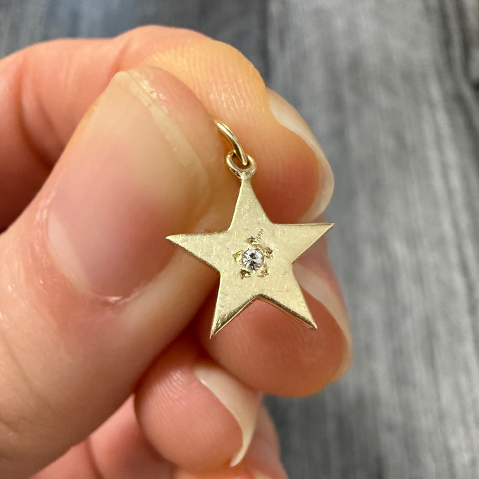 Mini 14K Gold and Diamond Star Charm
