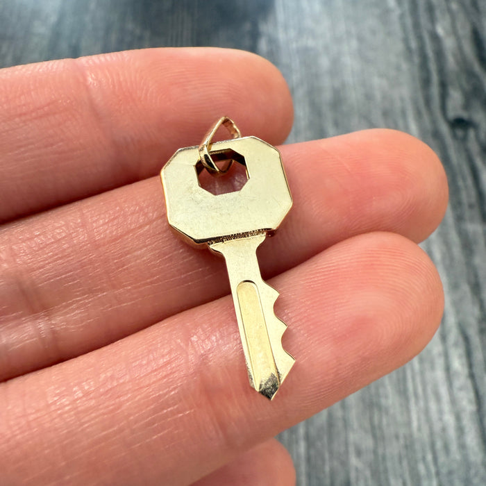 Squared 14K Gold Key Charm