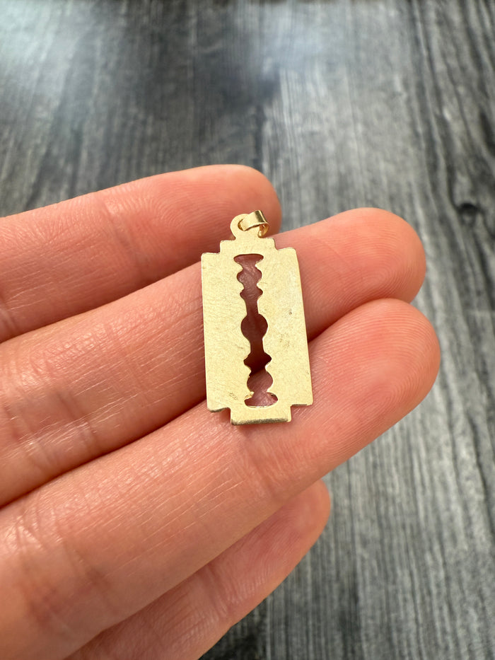 Razor Blade Charm in 14K Gold