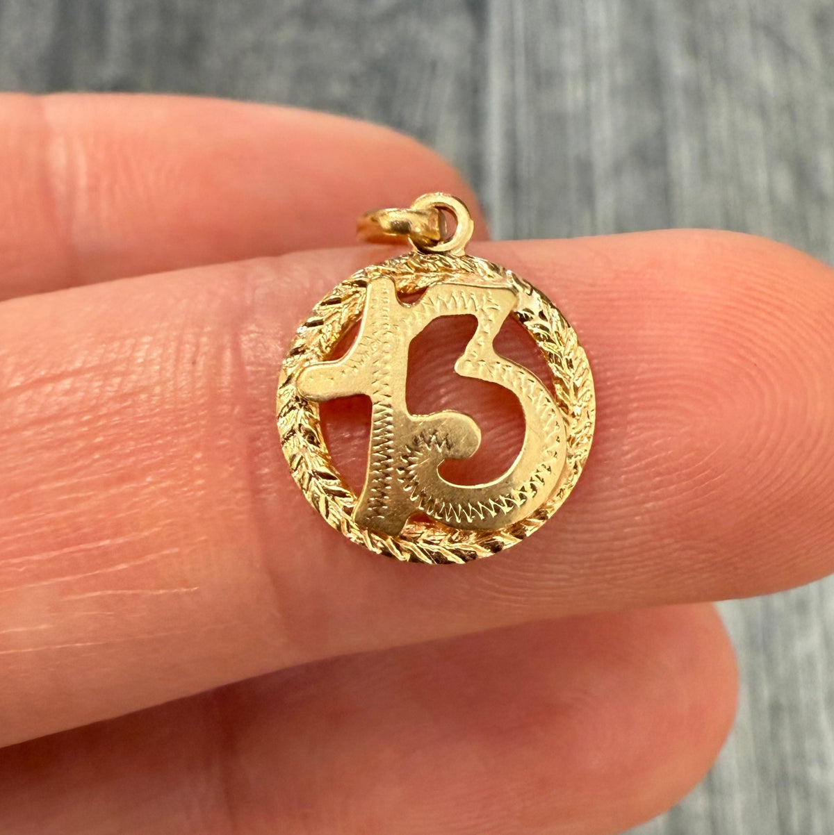 18K Yellow Gold Number "13" Charm Pendant