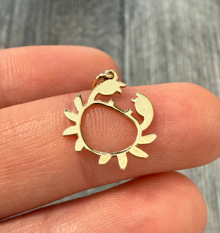 Open 14K Gold Crab Charm