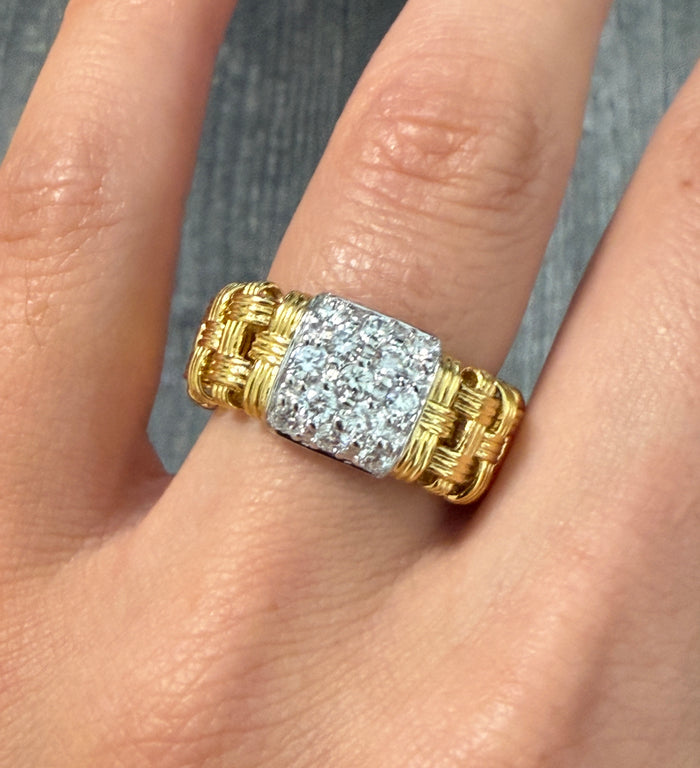 Roberto Coin Diamond and 18K Gold Woven Band