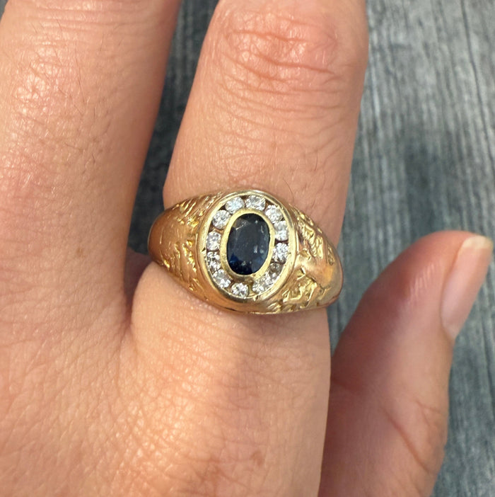 Vintage Tiffany & Co Sapphire and Diamond Signet Ring