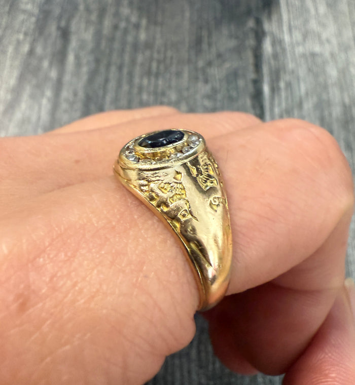 Vintage Tiffany & Co Sapphire and Diamond Signet Ring
