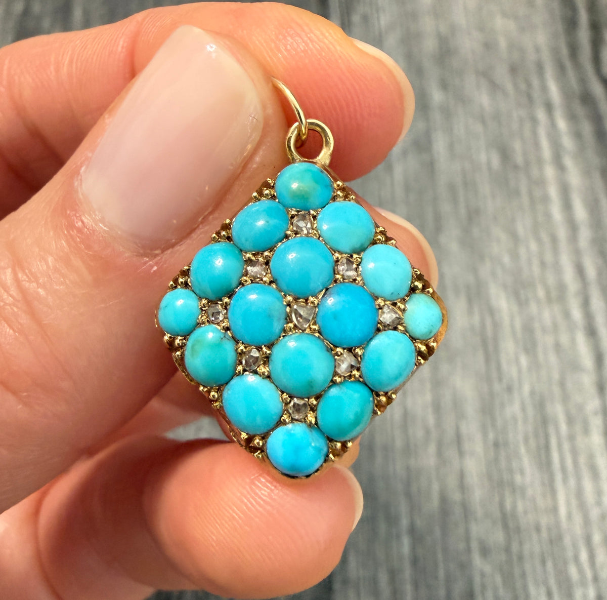 Victorian Turquoise and Rose Cut Diamond Locket (S)