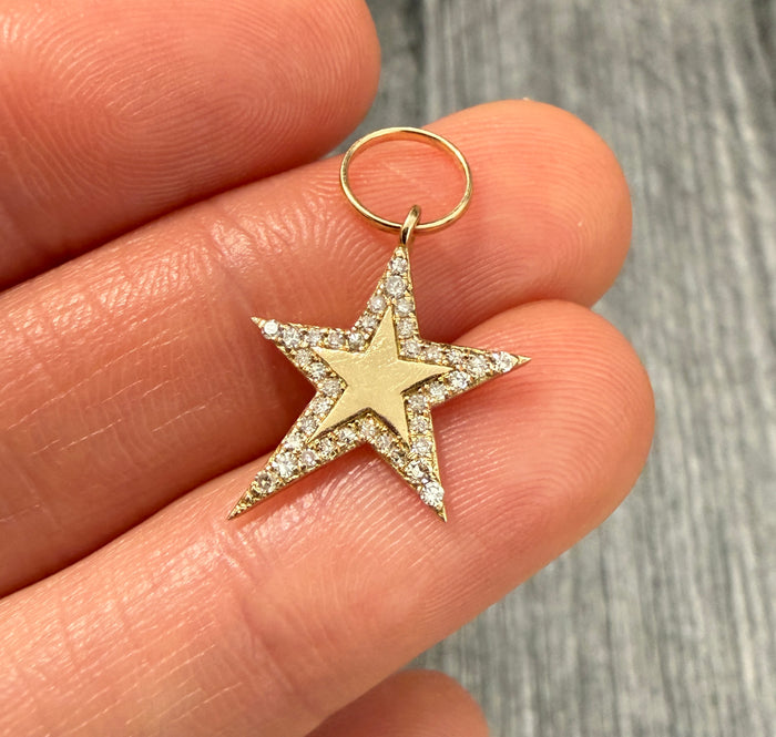 Diamond and 14K Gold Star Charm