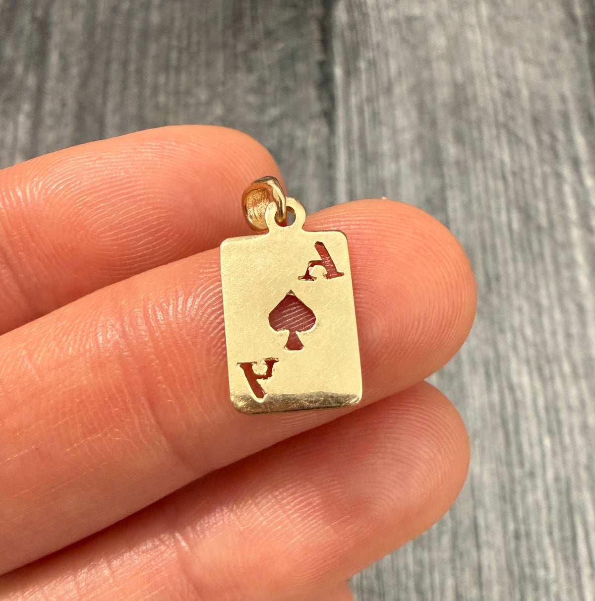 Ace of Spades 14K Gold Card Charm