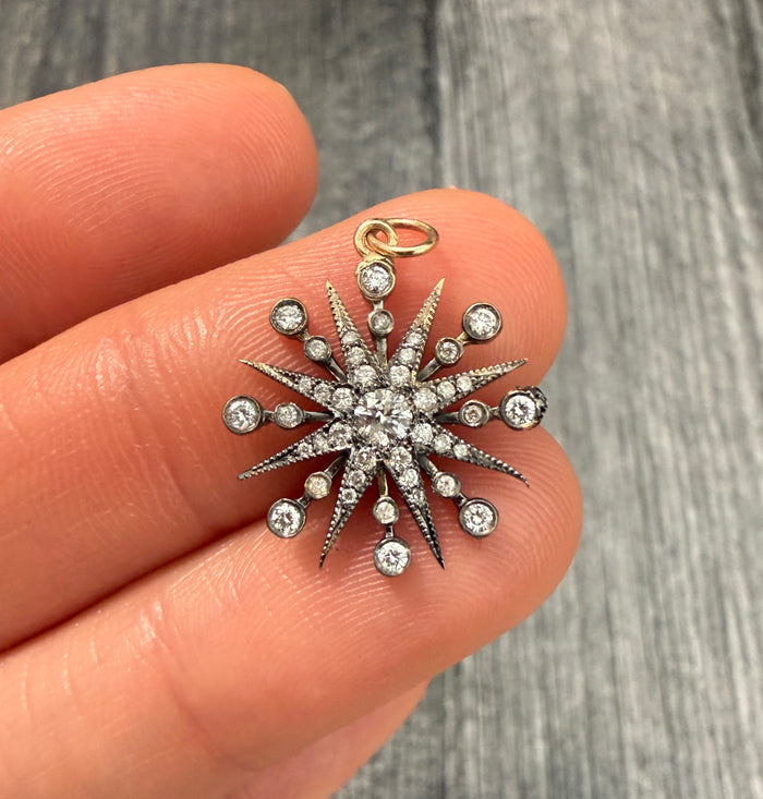 Diamond Snowflake Charm in 14K Gold