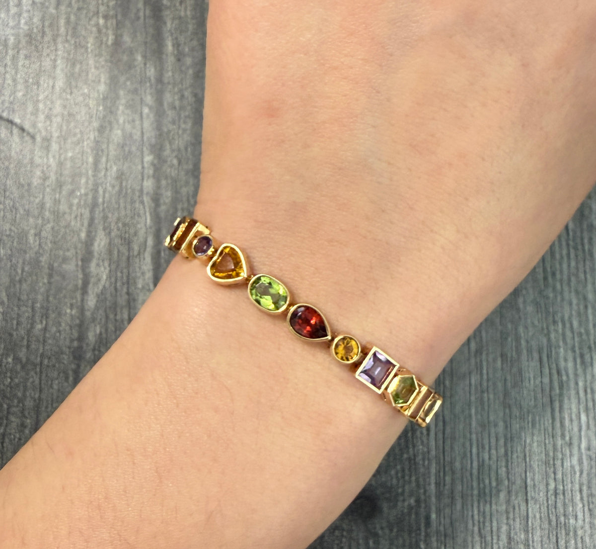 Multicolor Fancy-Shape Colored Gemstone Line Bracelet