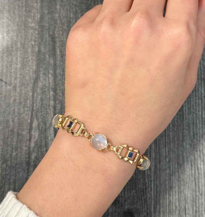 1950s Retro Moonstone and Sapphire Bracelet