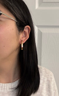 Bold Vintage 14K Gold Straight Edge Huggie Style Earrings