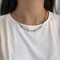 Fancy 14K Gold Paperclip and Knot Link Chain, 18" Long