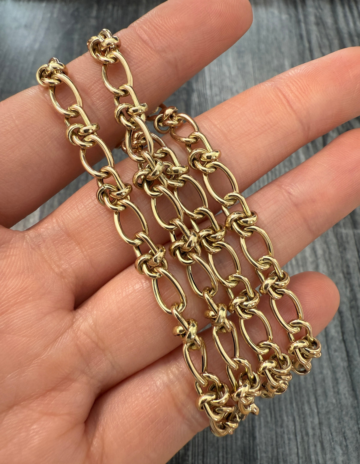 Fancy 14K Gold Infinity Link Necklace, 17.75" Long