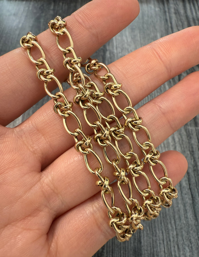 Fancy 14K Gold Infinity Link Necklace, 17.75" Long