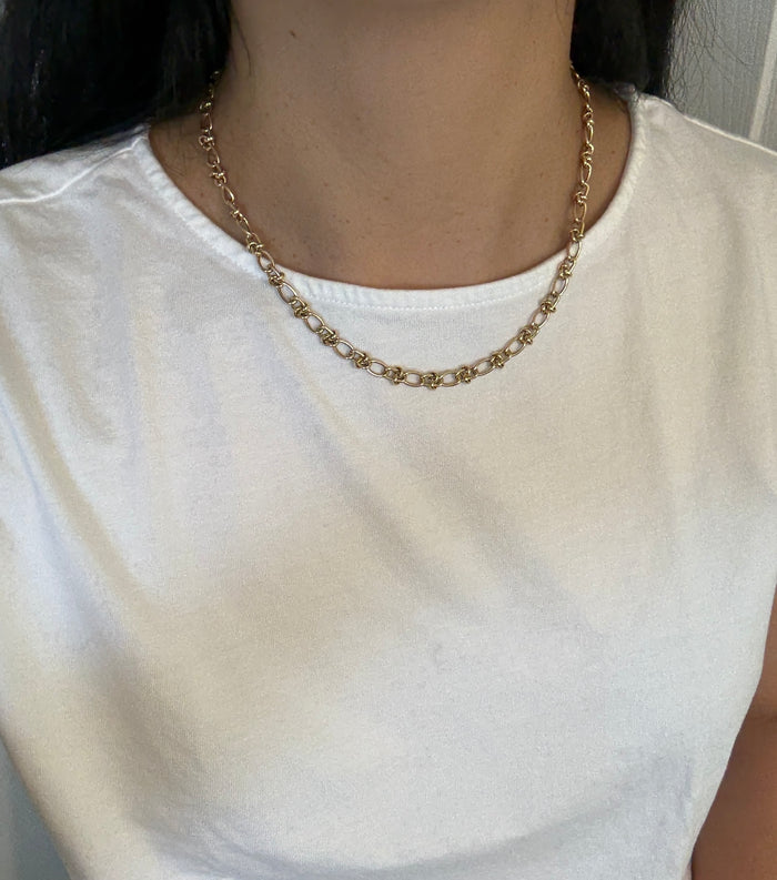 Fancy 14K Gold Infinity Link Necklace, 17.75" Long