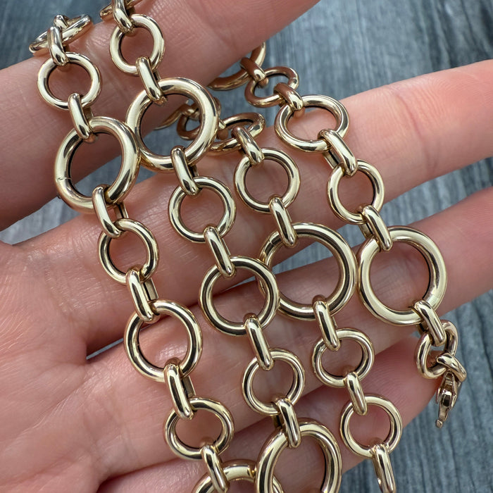 Circular Link 14K Gold Necklace, 16" Long