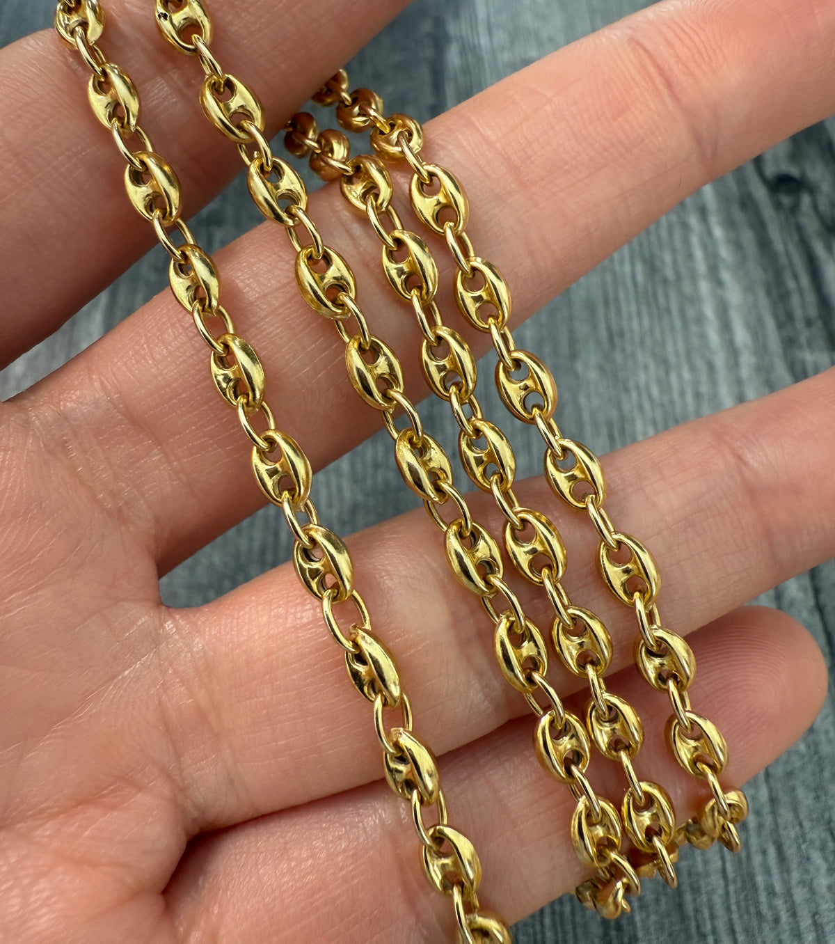 Vintage 14K Puffy Mariner Link Necklace, 22.25" Long