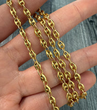 Vintage 14K Puffy Mariner Link Necklace, 22.25" Long