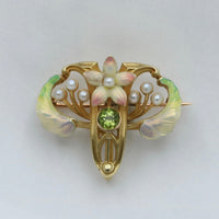 Art Nouveau Whiteside & Blank Iridescent Enamel Flower Pin