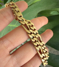 Vintage 14K Gold Figaro Link Bracelet, 8.25” Long