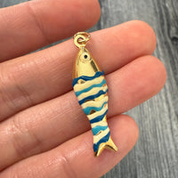 Vintage Enamel and 18K Gold Puffy Fish Charm