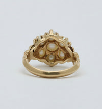 Victorian Revival Pearl Cluster 14K Gold Ring