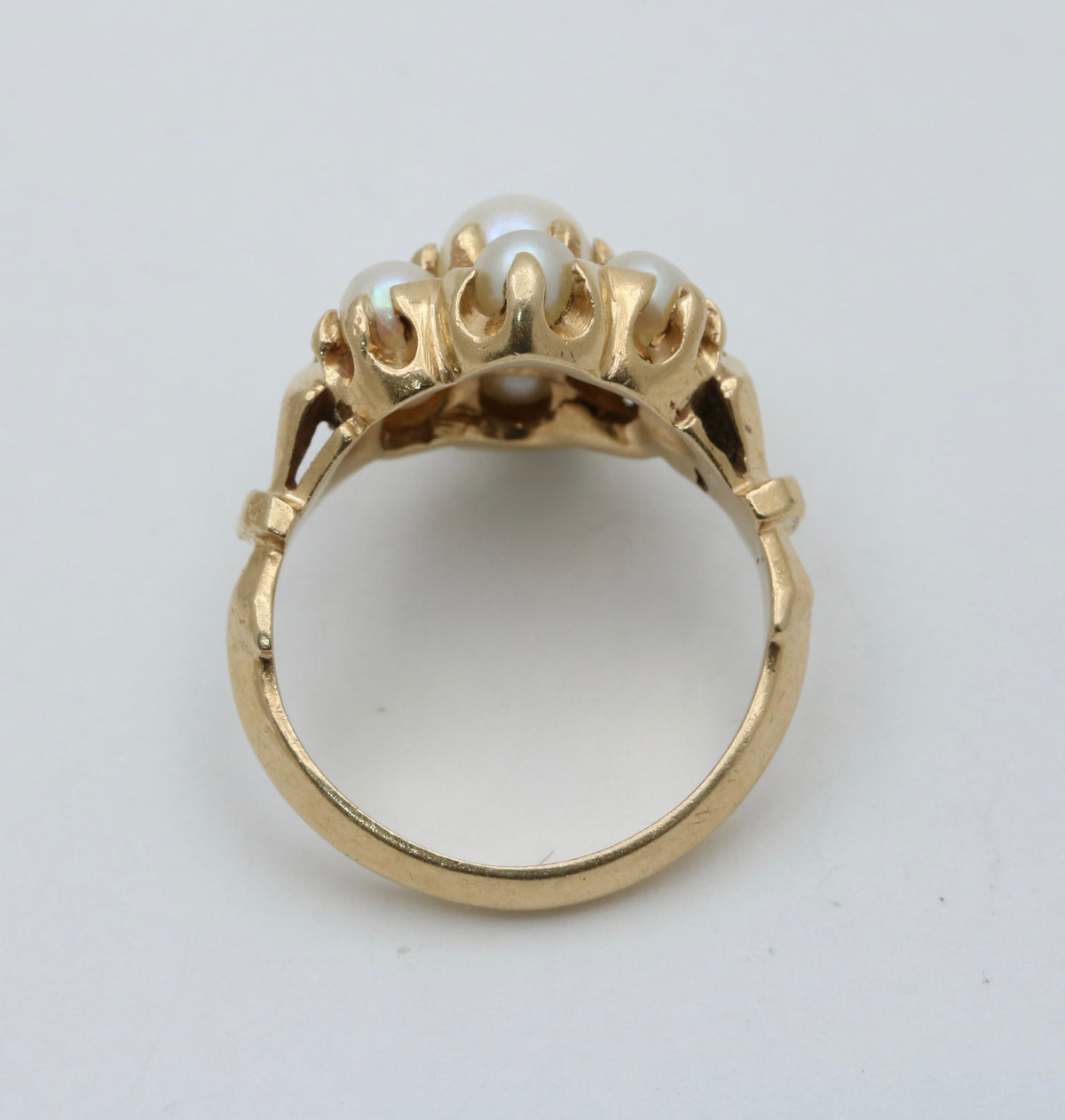 Victorian Revival Pearl Cluster 14K Gold Ring