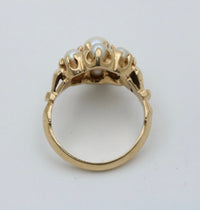Victorian Revival Pearl Cluster 14K Gold Ring