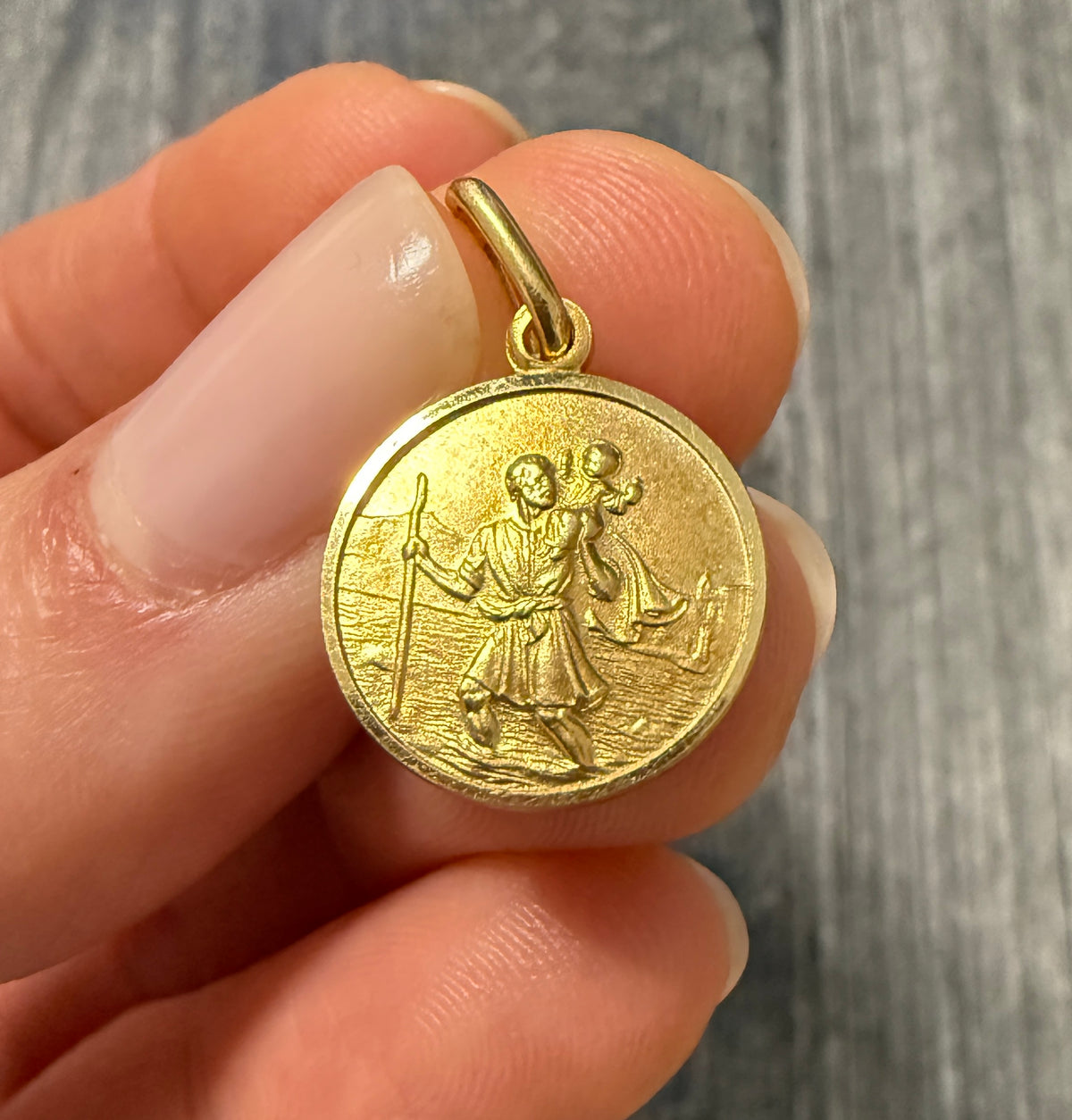 St. Christopher Charm in 14K Gold, Patron Saint of Travelers