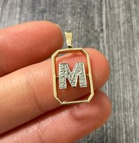 Diamond and 14K Gold Framed Initial "M" Charm
