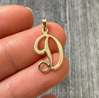 Script Initial "D" Charm in 14K Gold