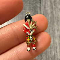 Enamel Scottish Bagpiper Charm in 9K Gold