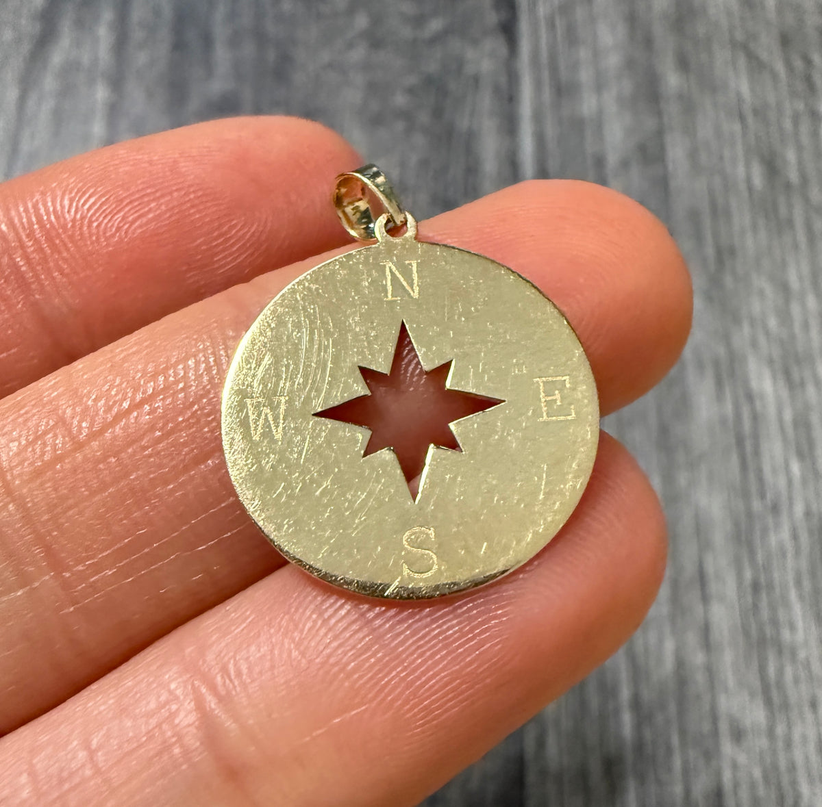 North Star Compass Charm in 14K Gold