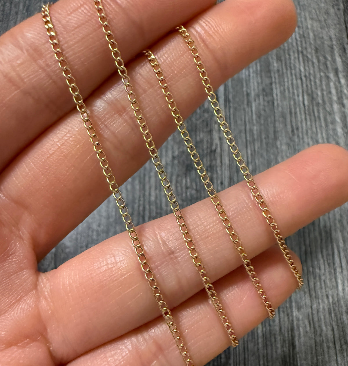 Vintage 14K Gold Curb Link Chain, 17.75" Long