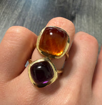 Custom Stacked Citrine and Amethyst Statement Ring