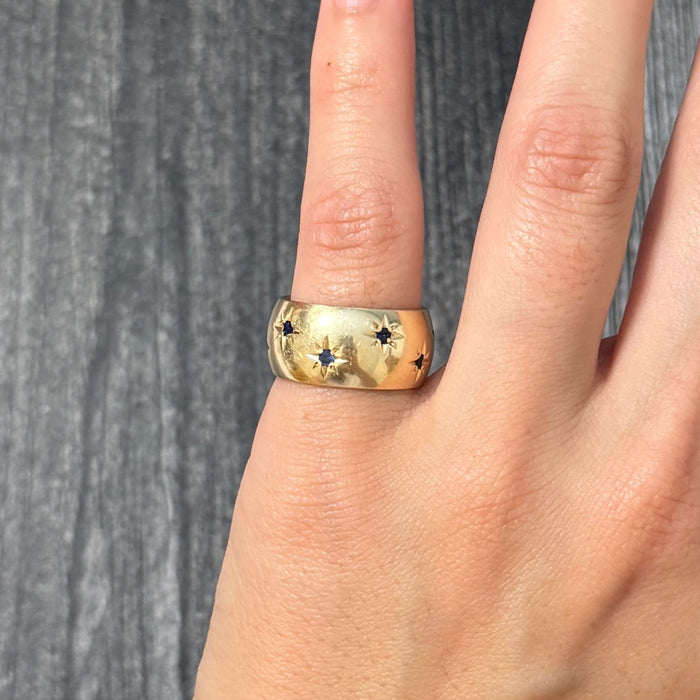 Vintage Star-Set 14K Gold Band
