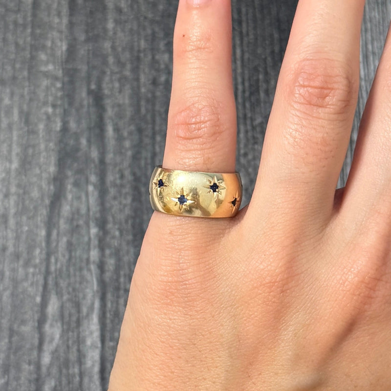 Vintage Star-Set 14K Gold Band