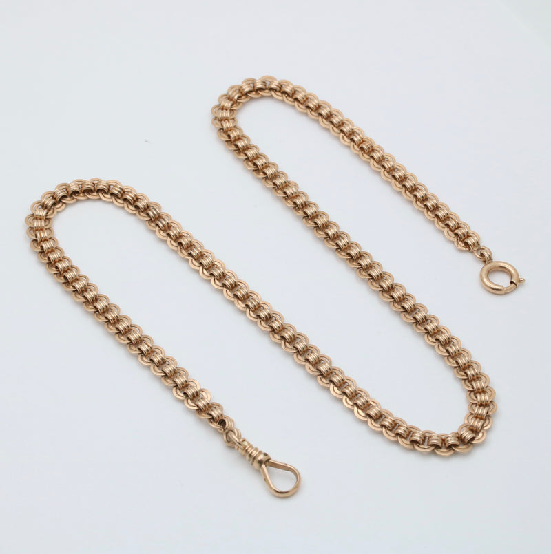 Antique 14K Gold Oval Link Book Chain, 20.25” Long